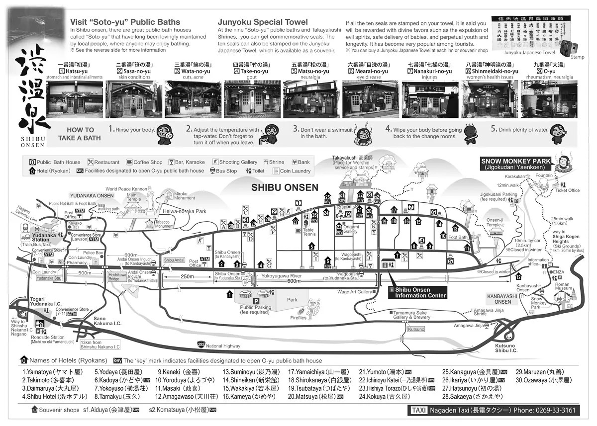 Shibu Onsen Town Map